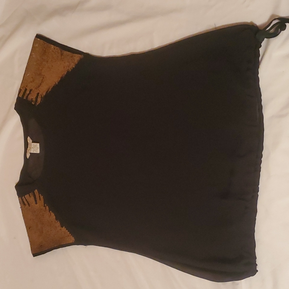 Black gold sequin blouse